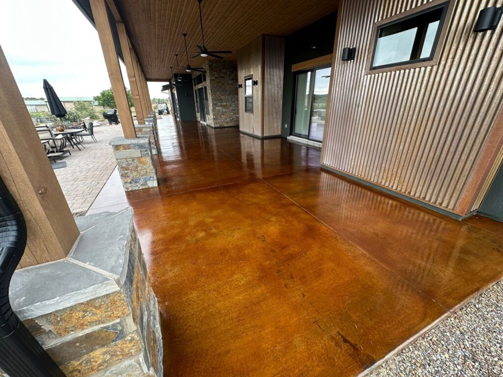 Stained concrete floor with rich translucent color in Prescott