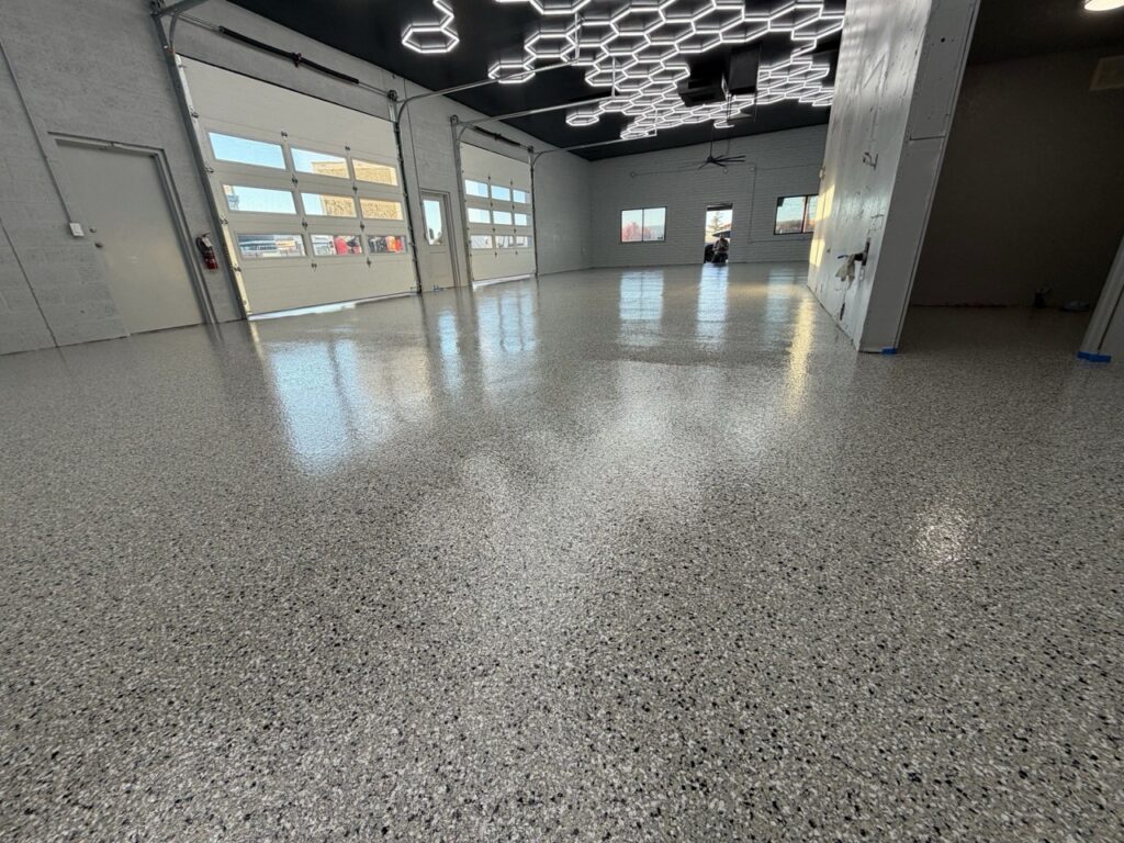 Prescott’s Best Epoxy Garage Floor Coating Specialists 11 Quartz epoxy garage floor installation in Prescott, AZ